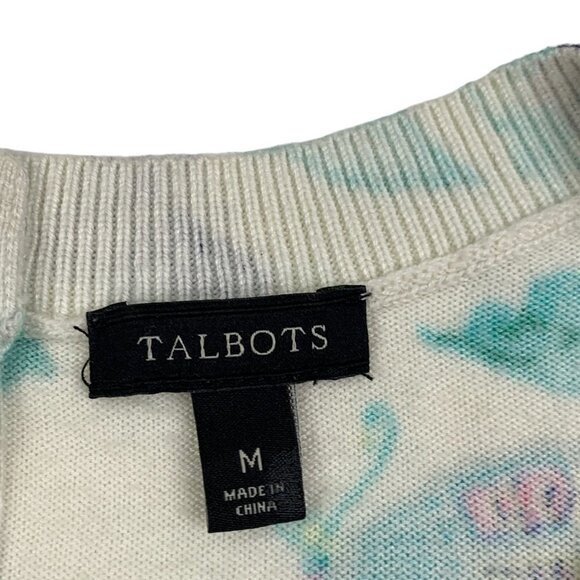 Talbots Pullover Floral/Butterfly Lightweight Spring Sweater Women's Size Medium - Picture 4 of 5